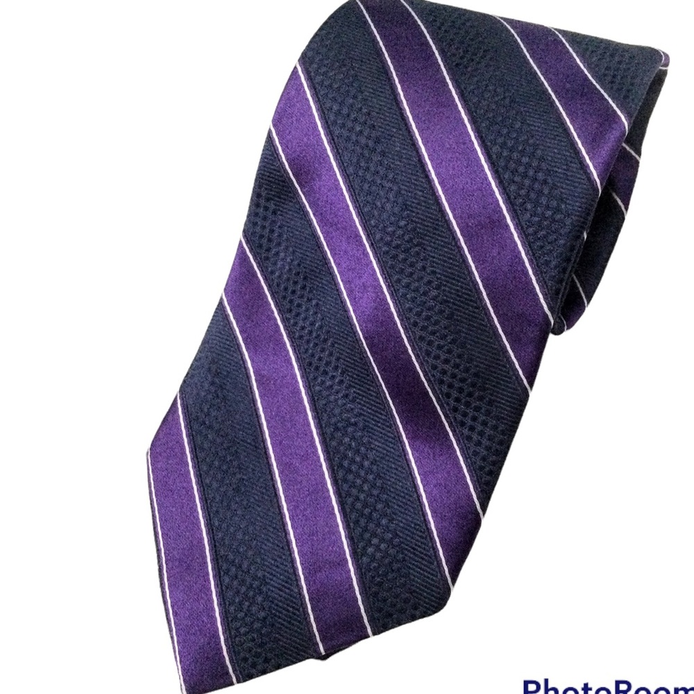 BROOKS BROTHERS Pure Silk Tie Two Tone Purple Striped 3 1/4” Wide Made in USA